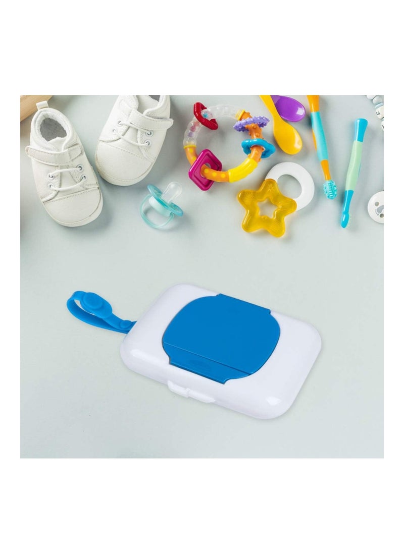 Wet Wipe Box Portable Refillable Baby Wipes Dispenser Holder Wipes Carrying Case For Travel Home Office (Blue)