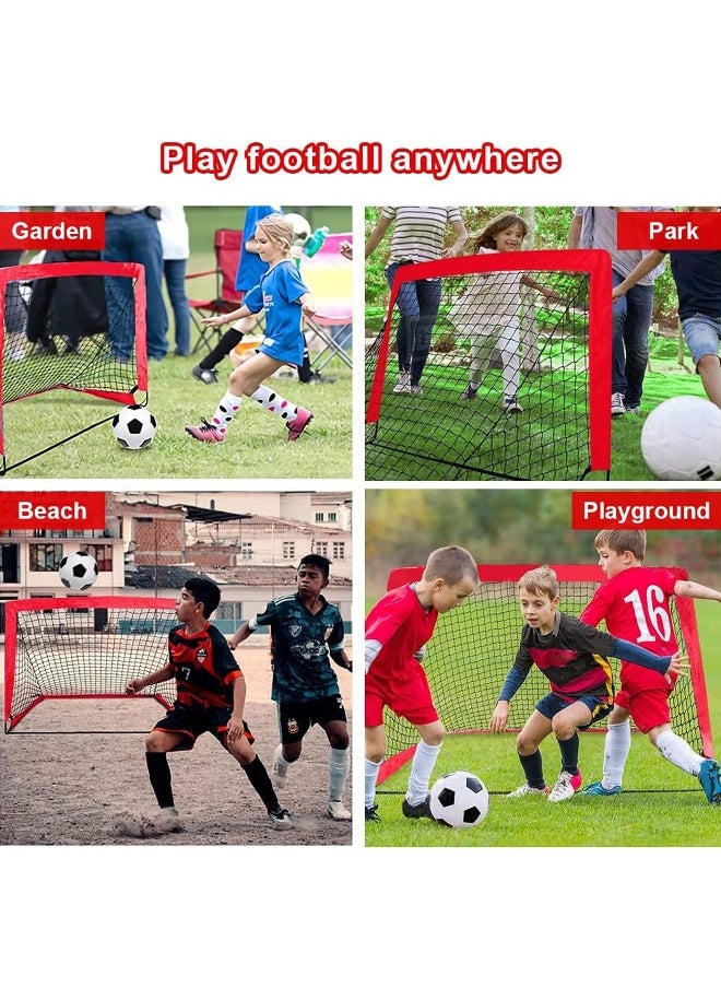 Portable Soccer Goal Foldable Pop Up Training Soccer Goals Net Set with Carry Bag for Outdoor & Backyard Kids Practice Football Goals Ideal Games Soccer Goals Net for Toddler Youth Adults (2 Set)