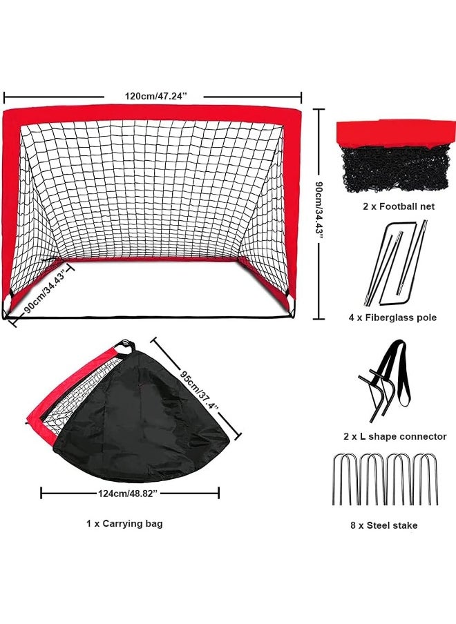 Portable Soccer Goal Foldable Pop Up Training Soccer Goals Net Set with Carry Bag for Outdoor & Backyard Kids Practice Football Goals Ideal Games Soccer Goals Net for Toddler Youth Adults (2 Set)