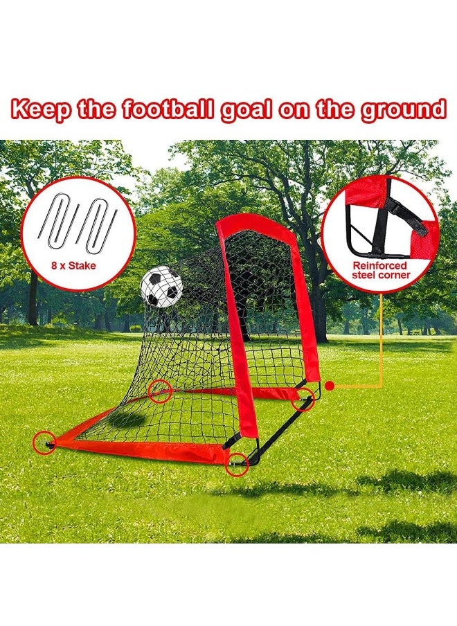 Portable Soccer Goal Foldable Pop Up Training Soccer Goals Net Set with Carry Bag for Outdoor & Backyard Kids Practice Football Goals Ideal Games Soccer Goals Net for Toddler Youth Adults (2 Set)