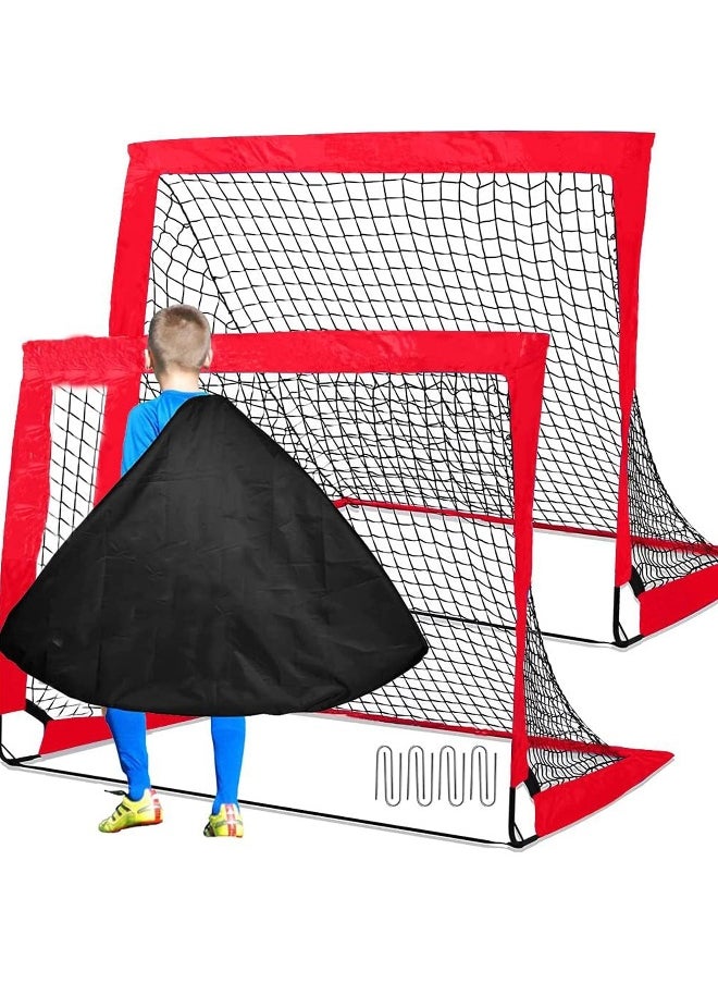 Portable Soccer Goal Foldable Pop Up Training Soccer Goals Net Set with Carry Bag for Outdoor & Backyard Kids Practice Football Goals Ideal Games Soccer Goals Net for Toddler Youth Adults (2 Set)