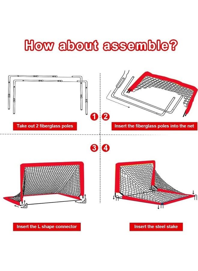 Portable Soccer Goal Foldable Pop Up Training Soccer Goals Net Set with Carry Bag for Outdoor & Backyard Kids Practice Football Goals Ideal Games Soccer Goals Net for Toddler Youth Adults (2 Set)