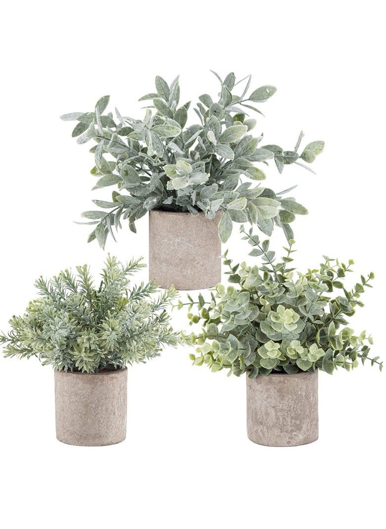 3-Piece Potted Artificial Plant Set Photography Home Office Desk Room Decoration Green