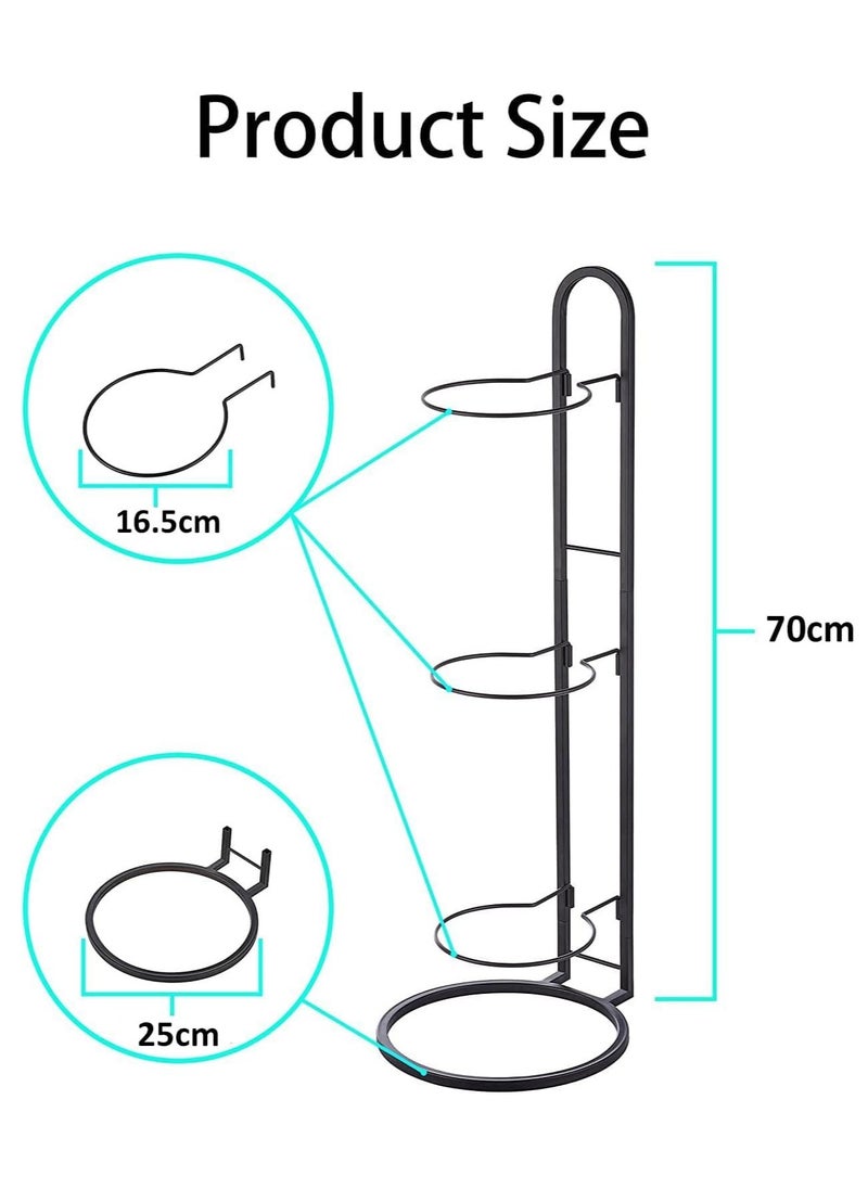 Basketball Storage Rack, 3 Tier Balls Organizer Vertical Metal Stand for Volleyball Football Rugby - Black