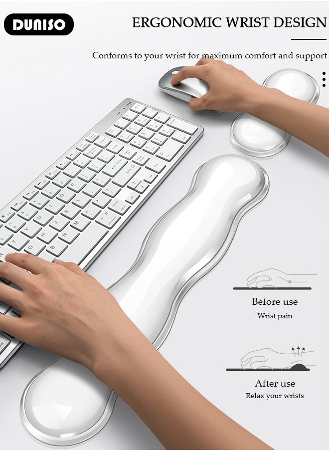 Mouse Pad with Wrist Rest and Keyboard Wrist Rest, Soft Gel Wrist Rest for Computer Keyboard with Non-Slip Base for Pain Relief, Ergonomic Mouse pad for Gaming,Office,Home