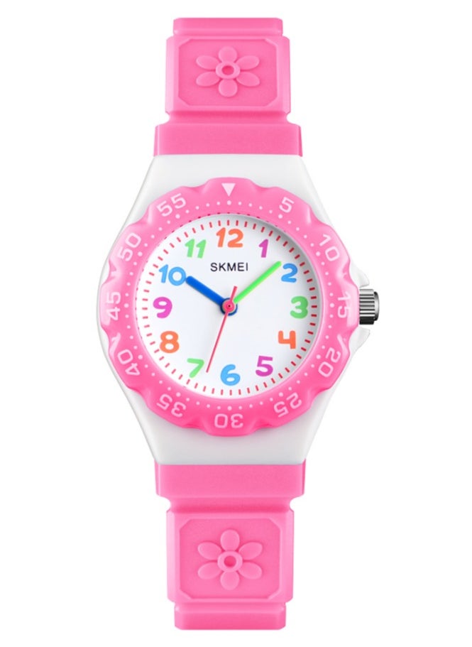 SKMEI Kids Watch Pink strap white dial multi-colored index 1483 water resistant watch