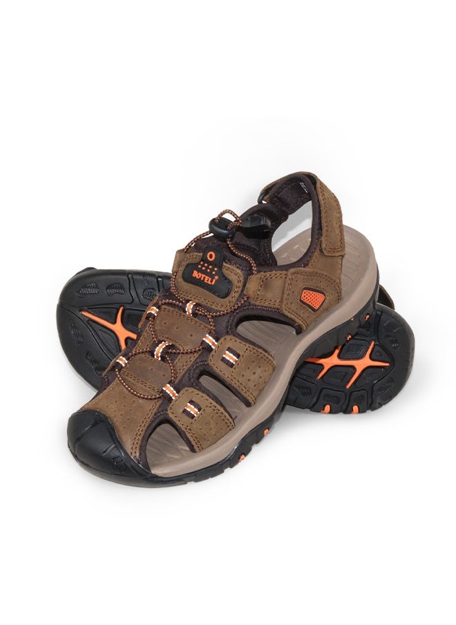 Men's Sport Outdoor Hiking Sandals Closed Toe Leather Athletic Lightweight Trail Walking Casual Sandals Water Shoes