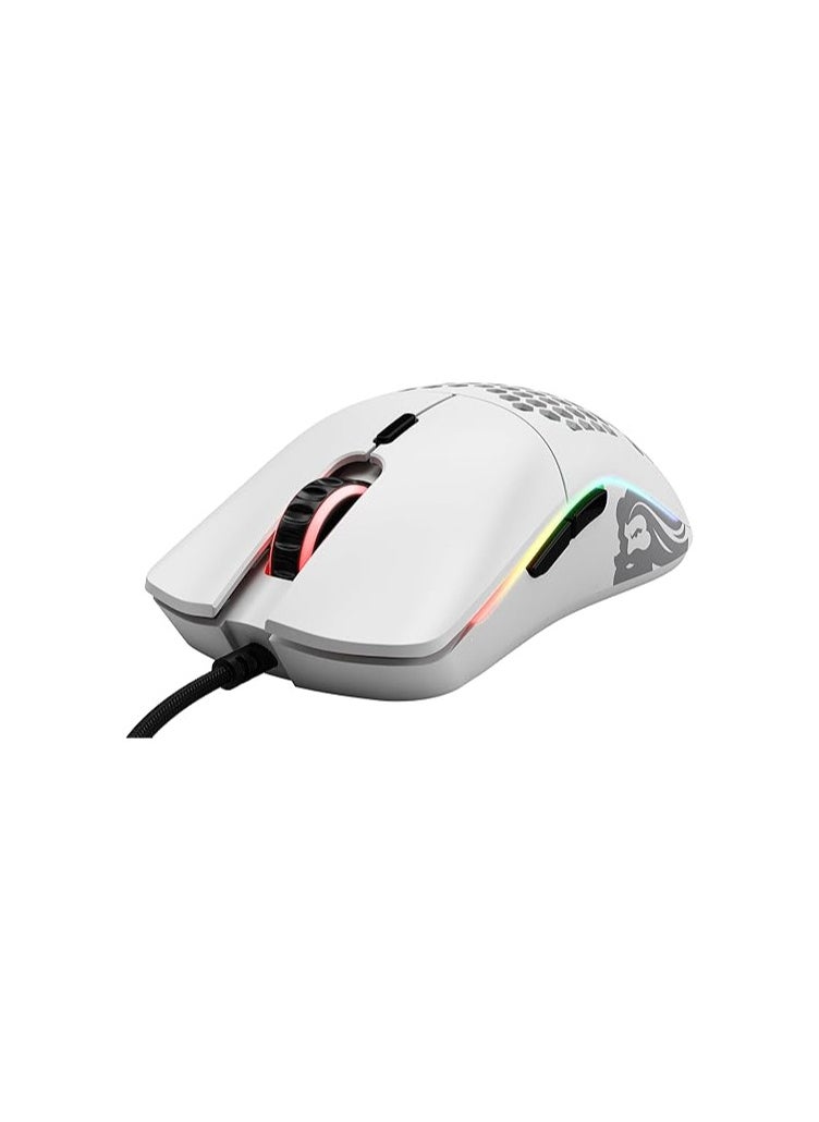 Glorious Model O Wired Gaming Mouse - RGB 67g Lightweight Ergonomic - Backlit Honeycomb Shell Design Mice (Matte White)