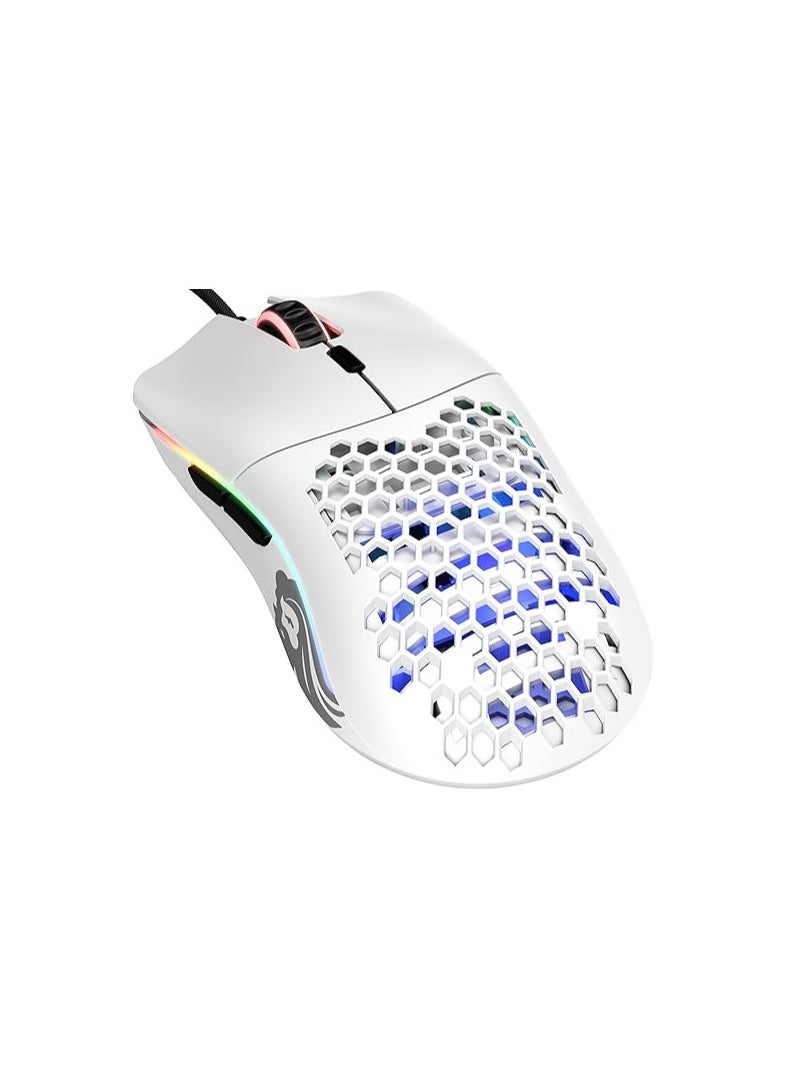 Glorious Model O Wired Gaming Mouse - RGB 67g Lightweight Ergonomic - Backlit Honeycomb Shell Design Mice (Matte White)