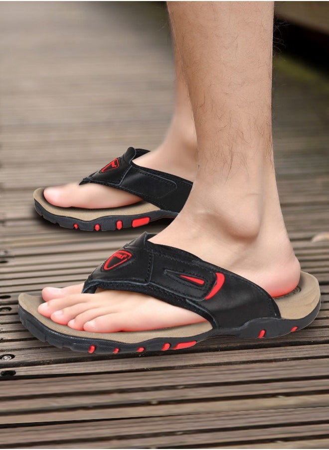 Flip Flops Men Leather Soft Outsole Casual Mens Slides Size 40-45 Sandals