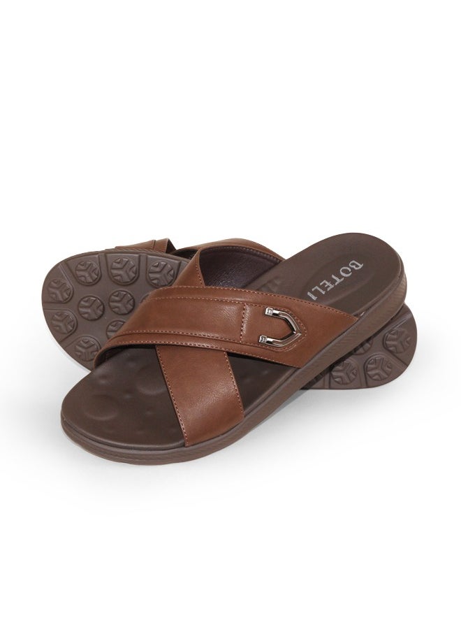 Men Leather Sandals And Slippers Arabic Slippers Casual Light Sport Strap Cross Customized Anti Buckle