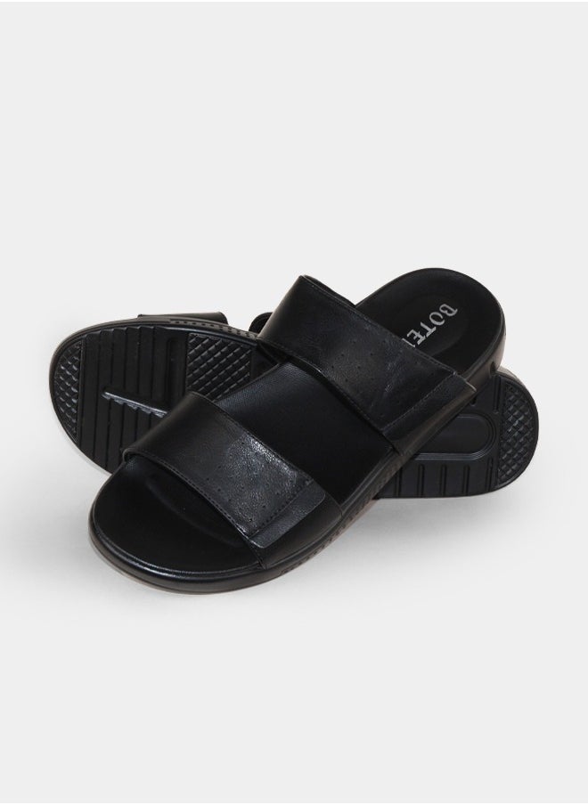 High Quality Men Sandals Leather Slippers Breathable and Durable Outdoor Man Black Luxury Slippers