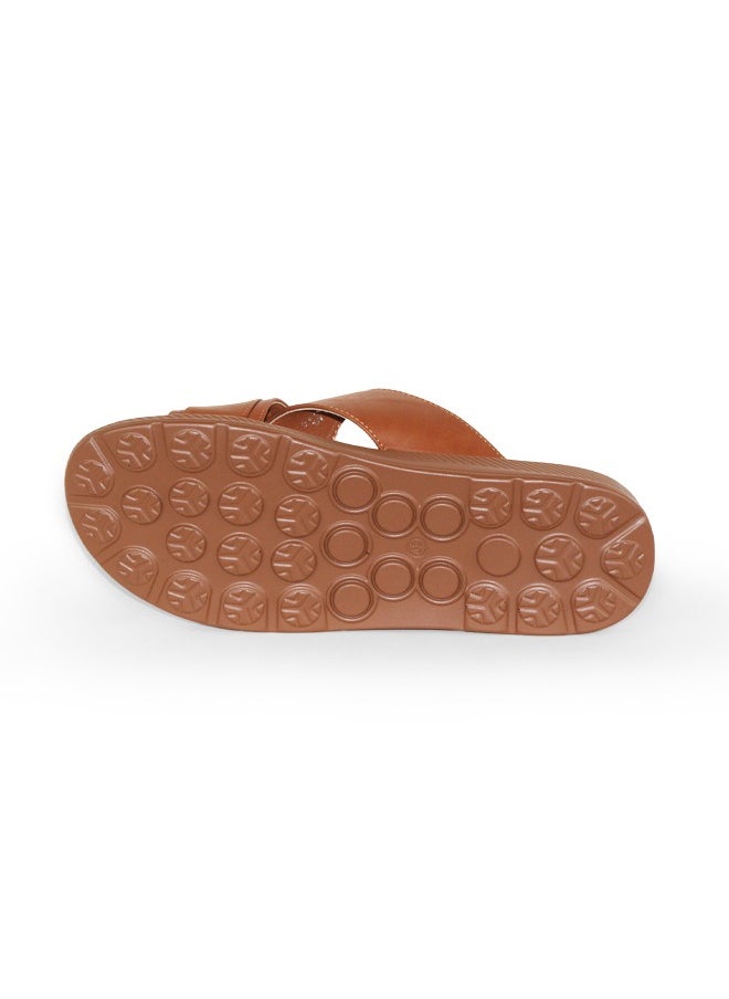 High Quality Men 40-45 Big Size Leather Sandals Brown Two Straps Slipper Shoes Pu Sole Breathable Sandals