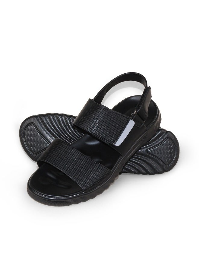 Men's Luxury Genuine Leather Anti-Slippery Slip-On Sandals with Buckle Strap Comfortable Slippers