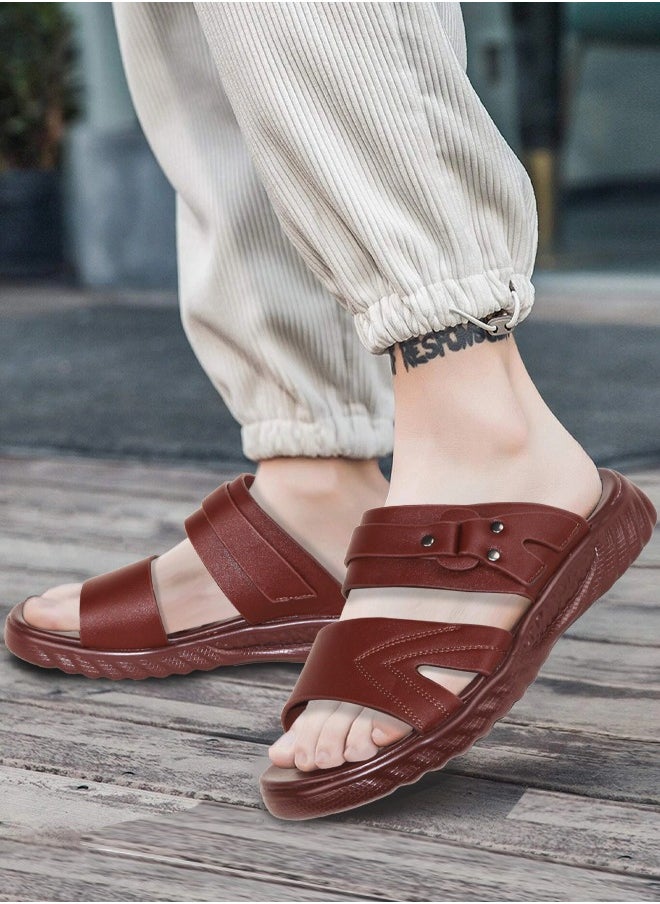 Men Sandals Leather Slippers Summer Classic Men's Shoes Soft Slippers Big Size Comfortable Walking Footwear