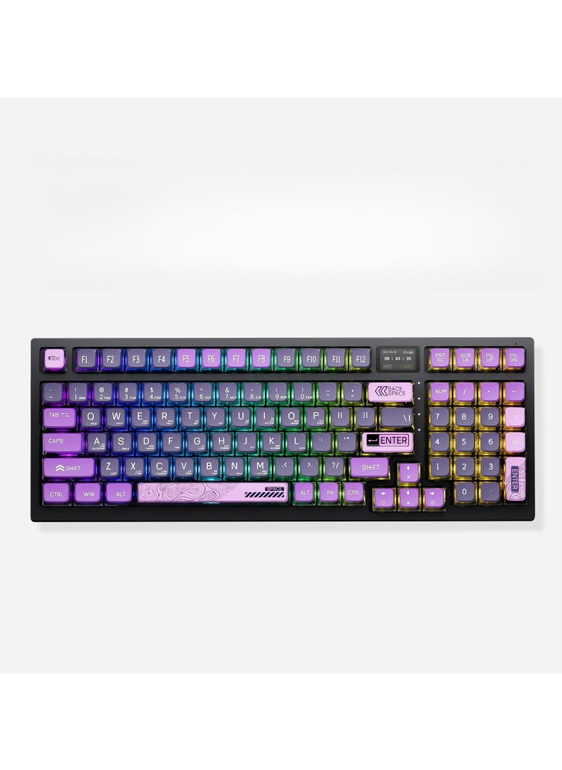 ZIDLI FK980 Custom Mechanical Keyboard with DIY Display Screen RGB Gasket Structure KTT Hyacinth Switches Wireless Triple Connectivity 98-Key Compact Layout PBT Keycaps 5 Color Variants