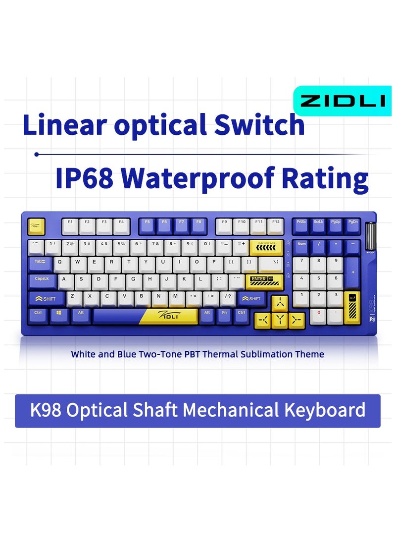 ZIDLI K98 Mechanical Keyboard - RGB Lighting, Optical Switches (Linear/Tactile), PBT Keycaps, IP68 Waterproof/Dustproof, 6 Versions Available