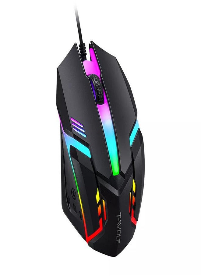 TF800 Wired Rainbow RGB Backlit Gaming Keyboard Mice Set With RGB Lighting Headset And Anti Slip Mousepad 4 In 1 Gaming Combo Set