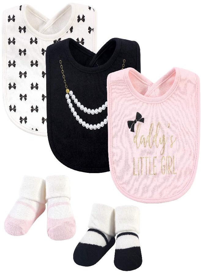 Little Treasure Unisex Baby Cotton Bib and Sock Set, Daddys Girl, One Size