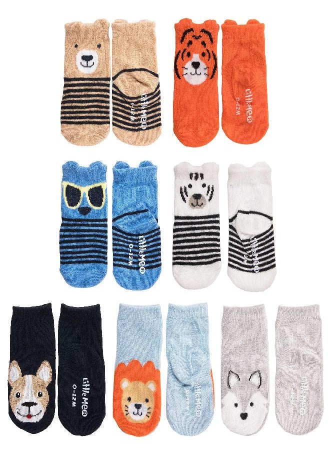 Little Me 8-Pack Baby Socks, Animal Charter Themed, 0-12 Months