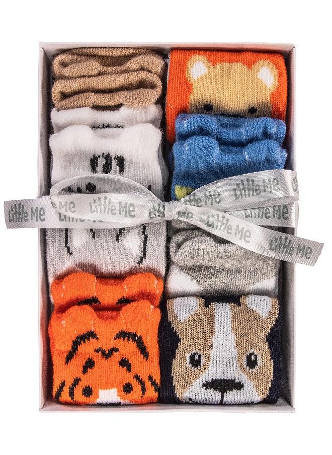 Little Me 8-Pack Baby Socks, Animal Charter Themed, 0-12 Months