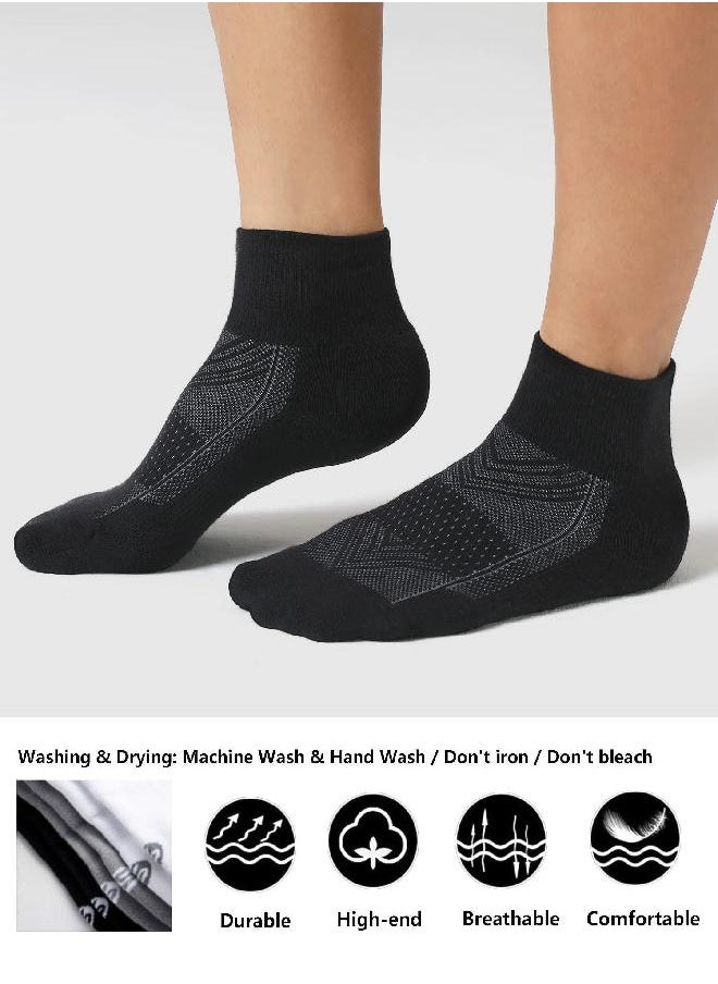 CelerSport 6 Pack Women's Ankle Socks with Cushion, Sport Athletic Running Socks, 6 Pair Black, Medium