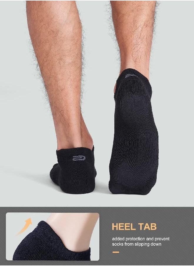 CS CELERSPORT Cushion No Show Tab Athletic Running Socks for Men and Women (6 Pairs),Small, Black