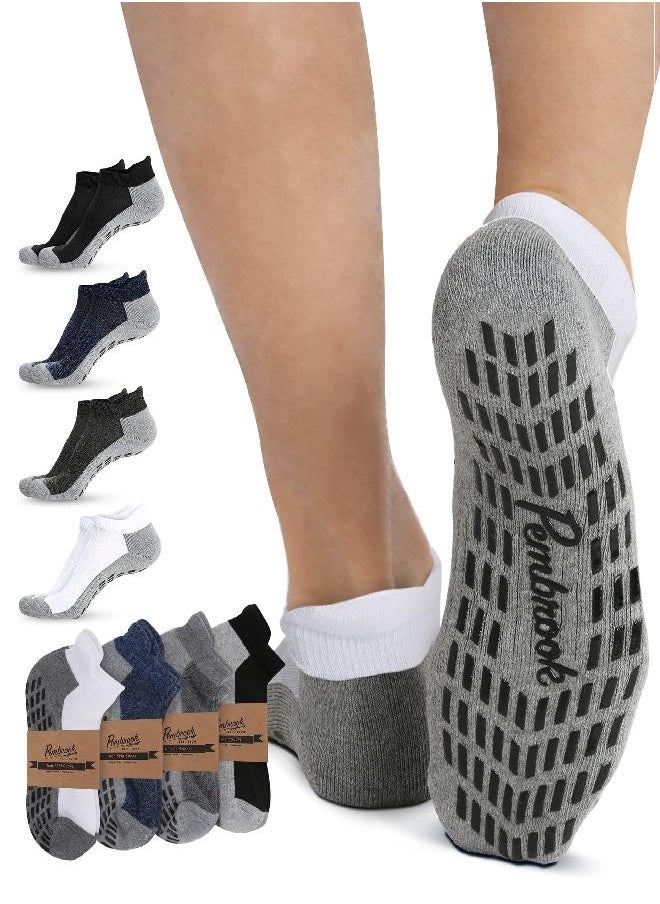 Pembrook Yoga Socks with Grips for Men - 4 Pairs Unisex Non Slip Socks Mens | Socks with Grippers for Men | Grippy Socks mens yoga socks