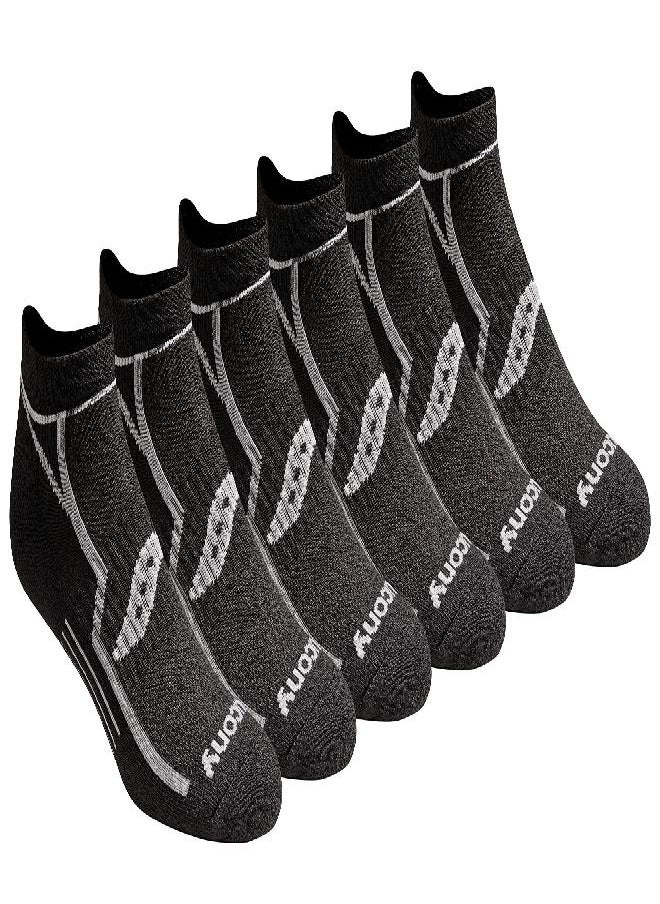 Saucony Men's Multi-Pack Bolt Performance Comfort Fit No-Show Socks, Black Assorted (6 Pairs), Shoe Size: 13-15