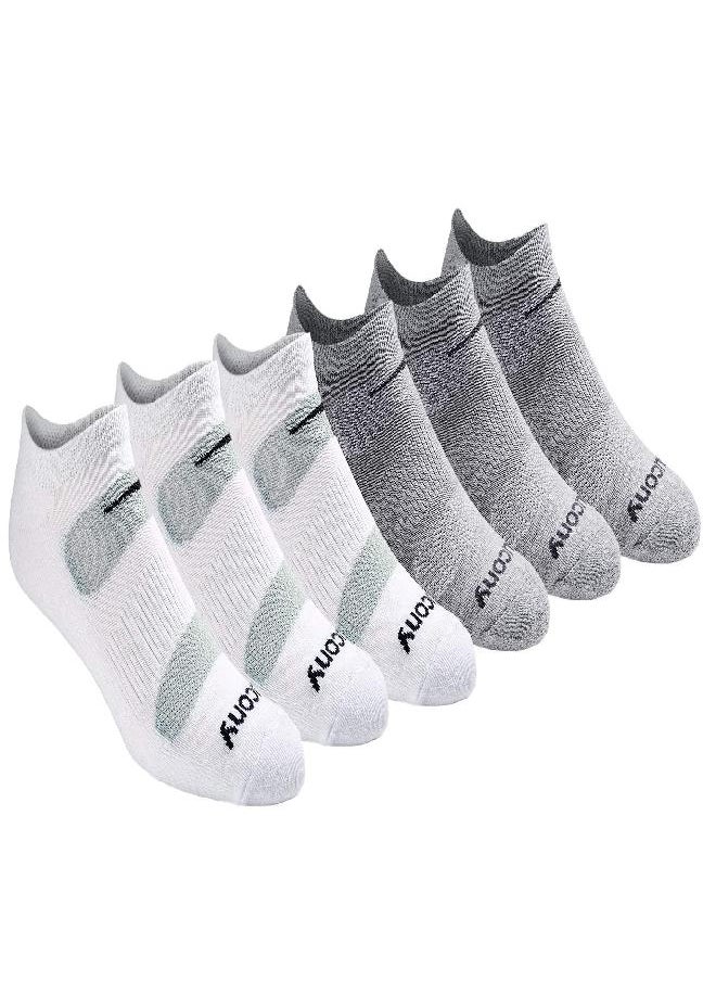 Saucony Men's Multi-Pack Mesh Ventilating Comfort Fit Performance No-Show Socks, Grey Fashion (6 Pairs), Shoe Size 8-12