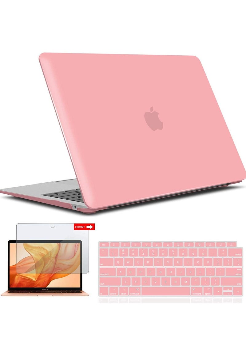 MacBook Air 13 inch Case 2022 2021 2020 2019 2018 Release A2337 M1 A2179 A1932 Retina Display with Touch ID Plastic Hard Shell Case & Keyboard Cover Skin Pink