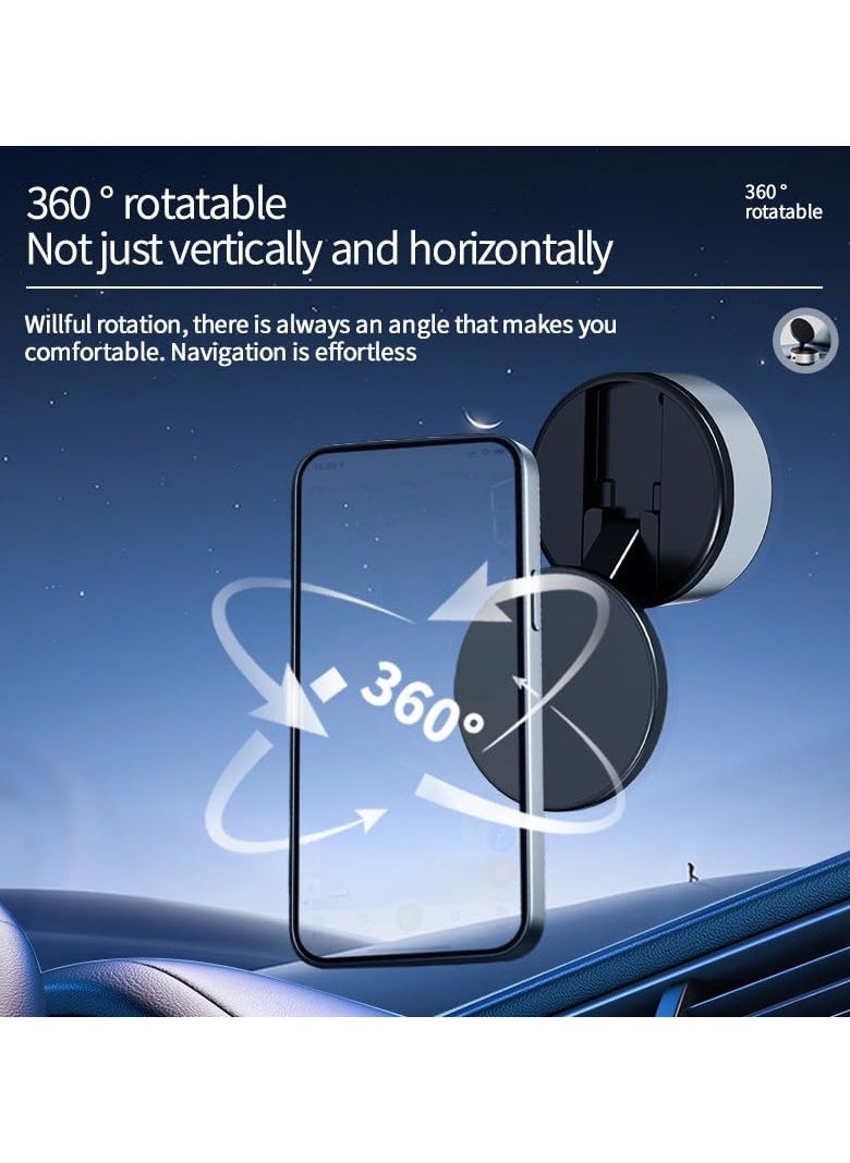 Electric Vacuum Magnetic Suction Car Phone Mount - Strong Suction for Car, Kitchen, Mirror, Gym, Shower & Smooth Surfaces - Portable & Easy to Use - Compatible with iPhone & Android (Black)