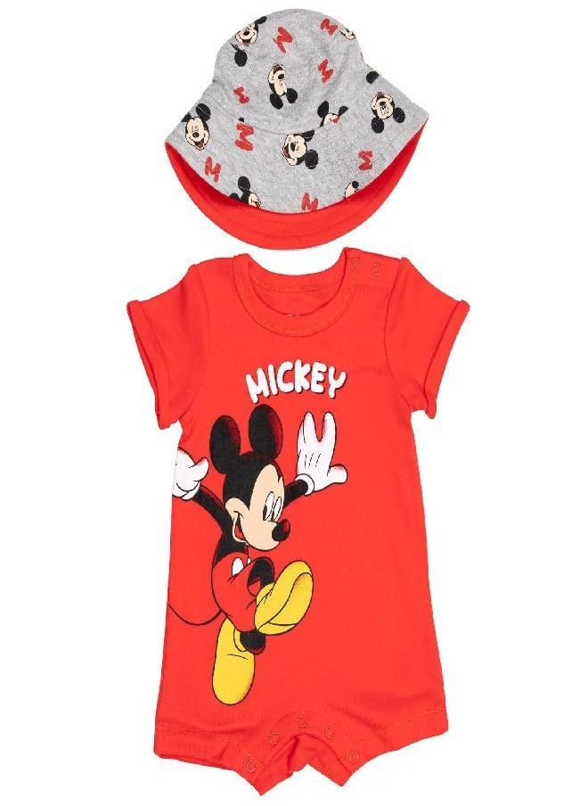 Disney Mickey Mouse Newborn Baby Boys Romper and Sunhat Red 6-9 Months