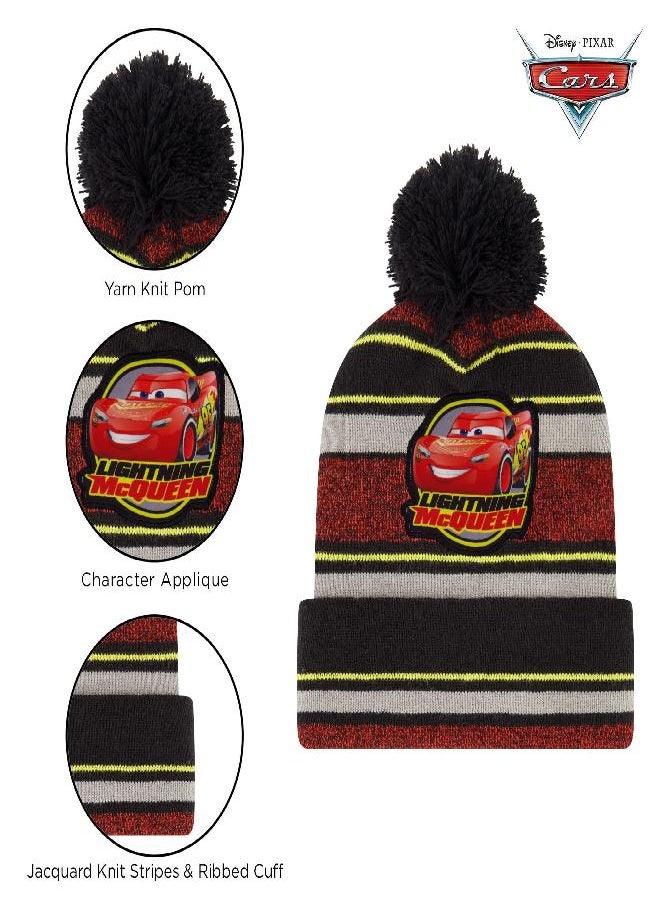 Disney Boys' Toddler Winter, Scarf & Mittens Cars Lightning McQueen Hat, Scarves & Kids Gloves 4-7, Red/Grey/Yellow (Mitten Set), Ages 2-4