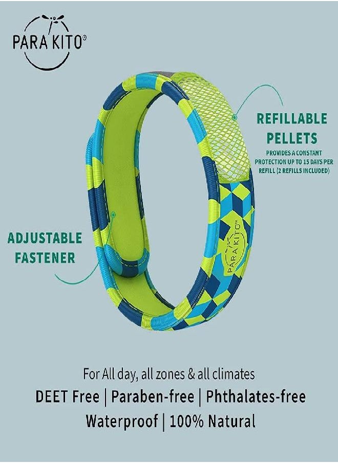 PARA'KITO Mosquito Insect & Bug Repellent Wristband - Waterproof, Outdoor Pest Repeller Bracelet w/Natural Essential Oils (Cube)