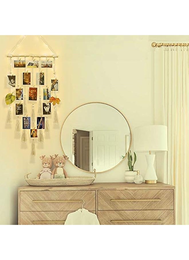 Hanging Photo Display Wall Decor, Macrame Wall Hanging Boho Room Bedroom Decor, Picture Frame Collage Board with Light 30 Clip, Christmas Teenage Teen Girl Gifts Ages 10 11 12 13 14 Years Old