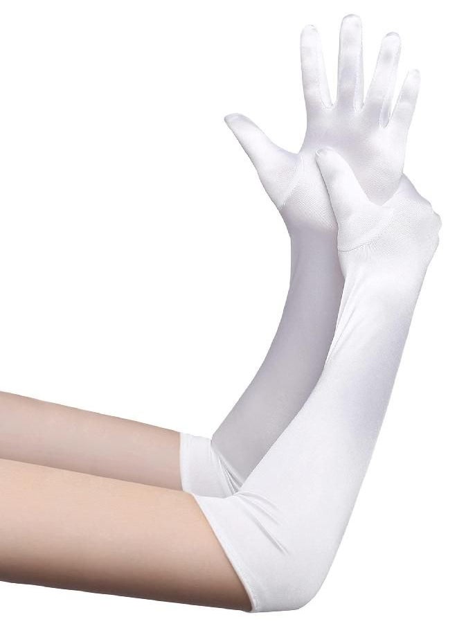 BABEYOND Long Opera Party 20s Satin Gloves Stretchy Adult Size Elbow Length