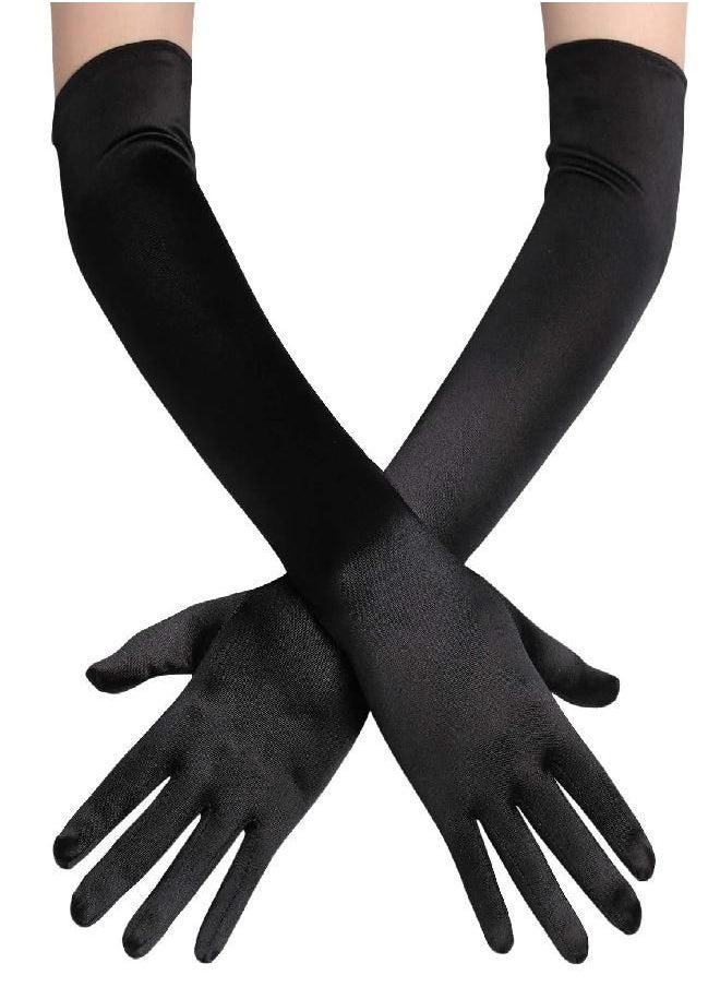 BABEYOND Long Opera Party 20s Satin Gloves Stretchy Adult Size Elbow Length