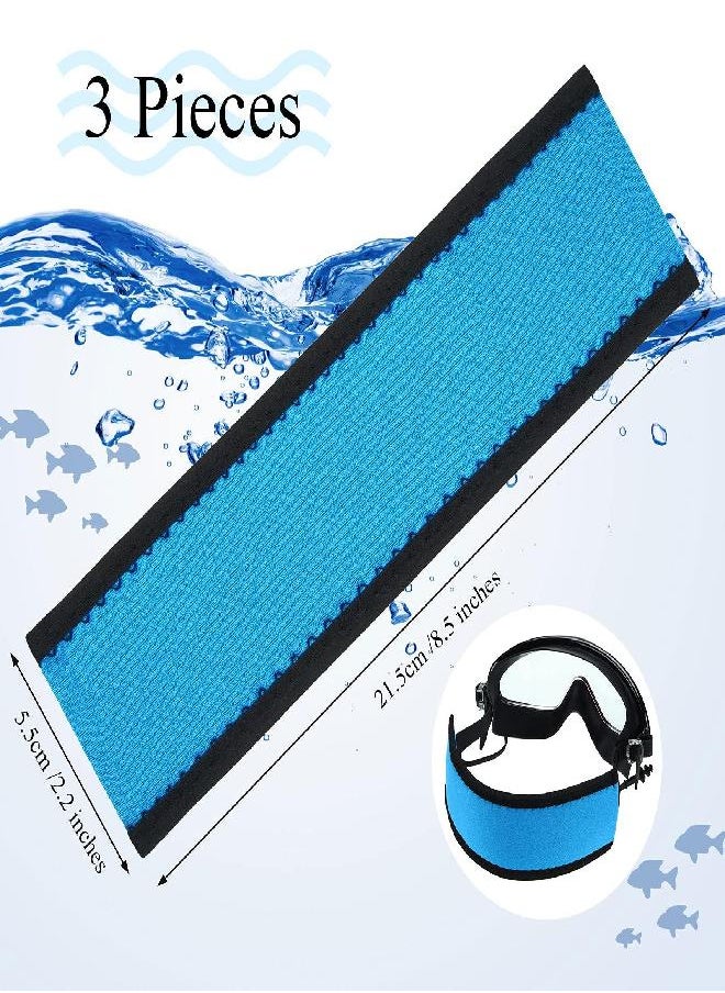 3 Pieces Swimming Mask Strap Cover Neoprene Diving Mask Straps Adjustable Neoprene Hair Protector Wrap for Dive and Snorkel Masks Water Sports