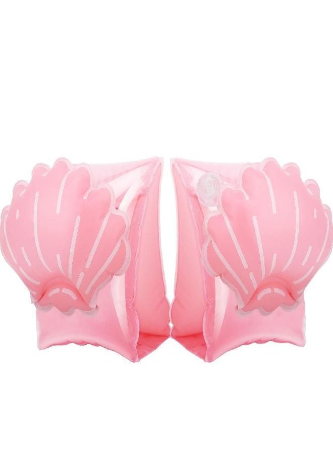 Swim Arm Bands For Kids, Toddlers Begin To Swim Inflatable Pool Floats Sleeves, Cute Cartoon Swimming Wings Armlets Rings Floaties Tubes, Water Sports Learning Swim Training Aids, Scallop