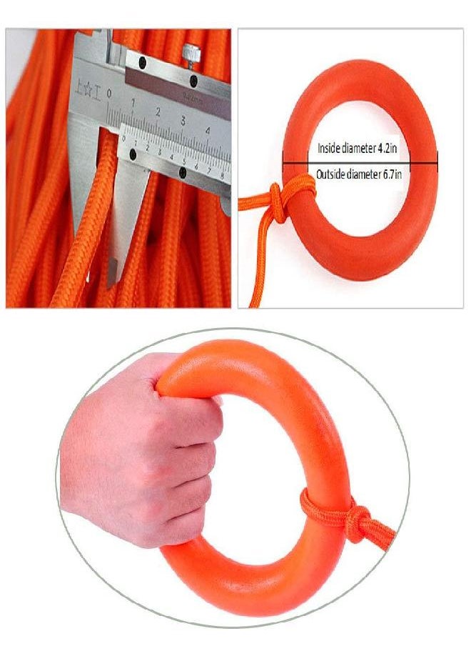 Water Floating Lifesaving Rope 98.4FT, Outdoor Professional Throwing Rope Rescue Lifeguard Lifeline with Bracelet/ Hand Ring for Swimming Boating Fishing