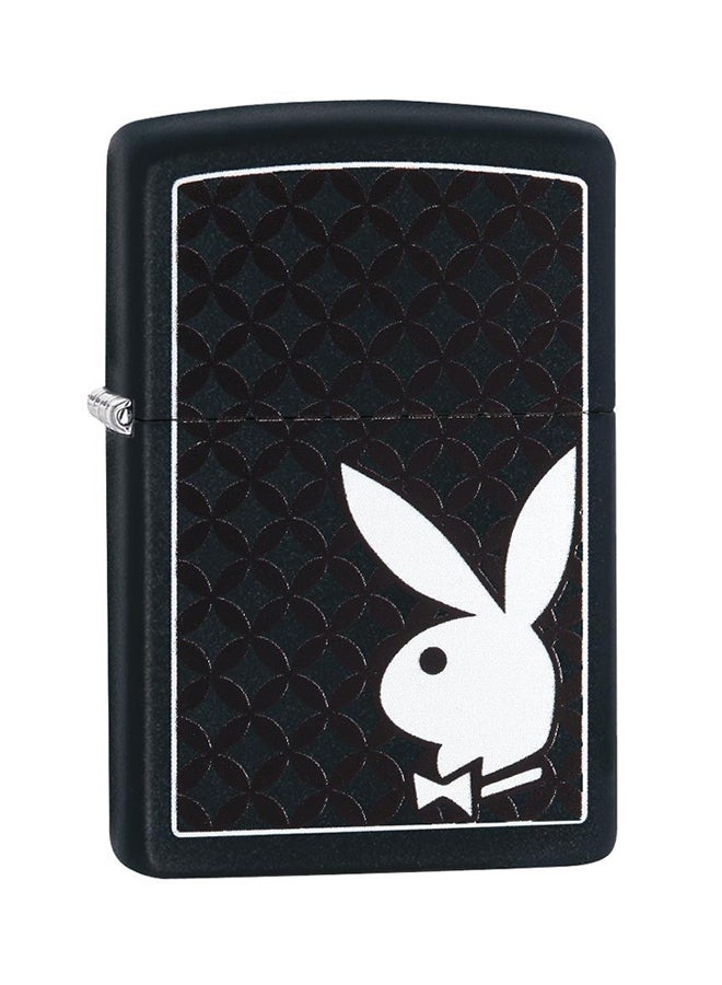 Playboy Windproof Gas Lighter Black Matte/White