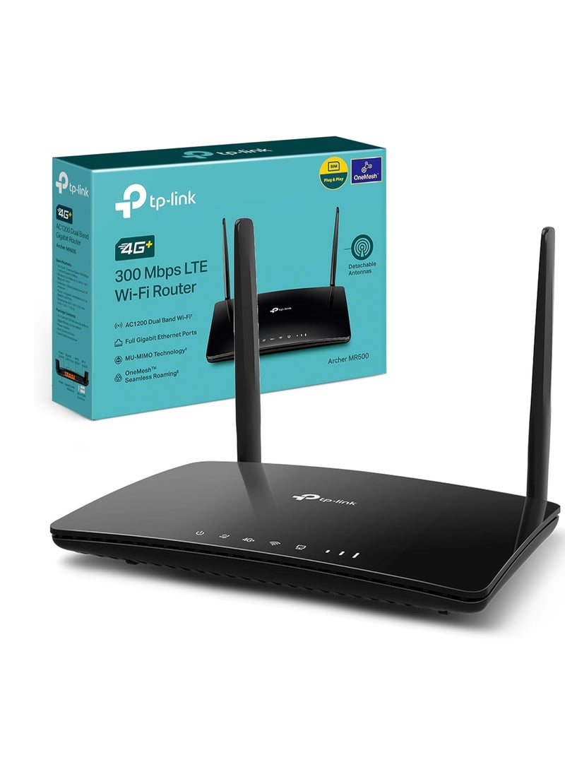 TP-Link AC1200 4G+ Cat6 Wireless Dual Band Gigabit Router, 4G Network SIM Slot Unlocked, with MU-MIMO technology, Black