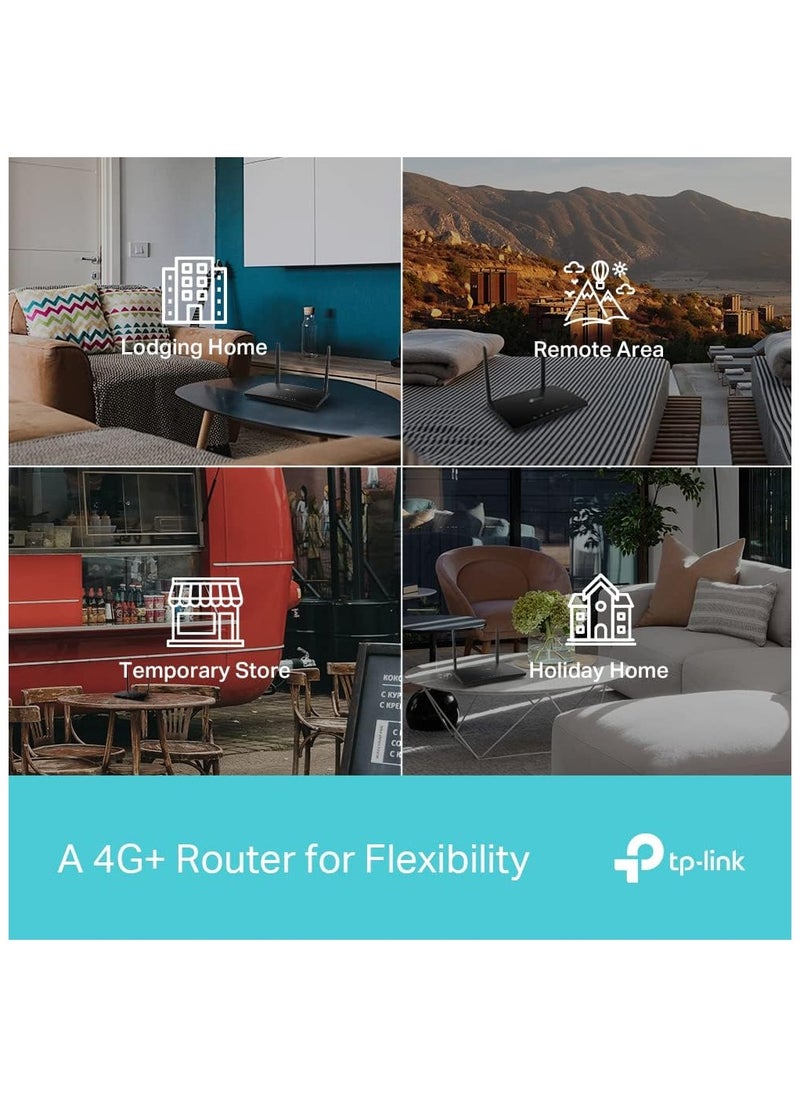 TP-Link AC1200 4G+ Cat6 Wireless Dual Band Gigabit Router, 4G Network SIM Slot Unlocked, with MU-MIMO technology, Black
