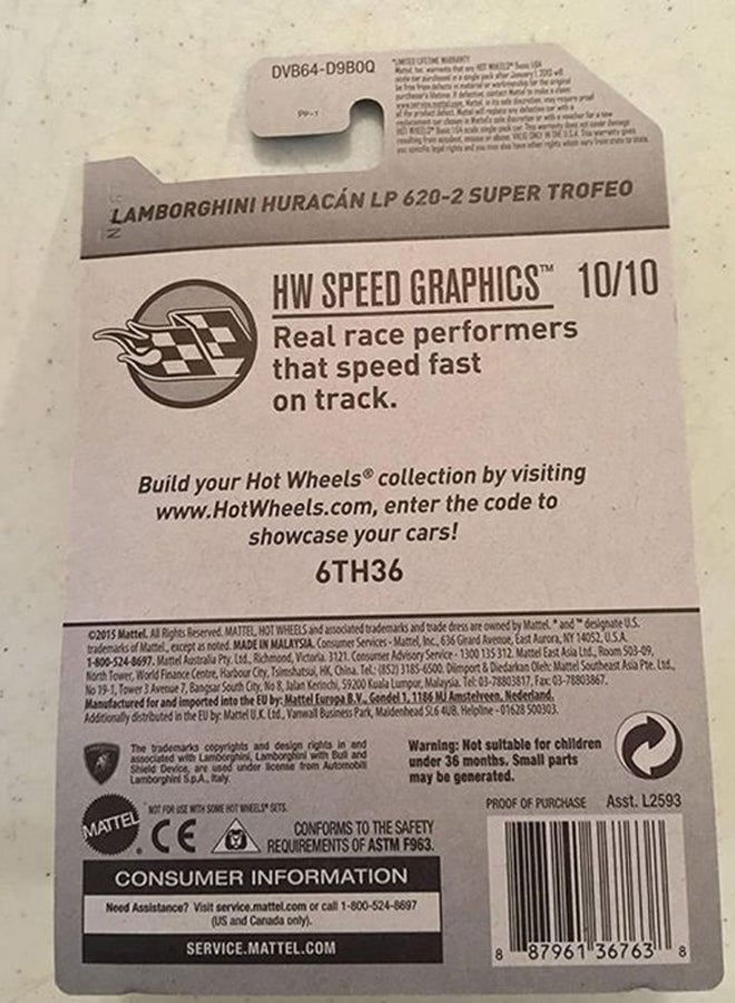 Lamborghini Huracan Toy Car 15.2x10.2x5.1cm