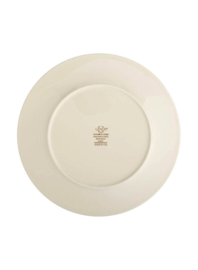 Holiday Salad Plate Beige/Green/Red 8inch