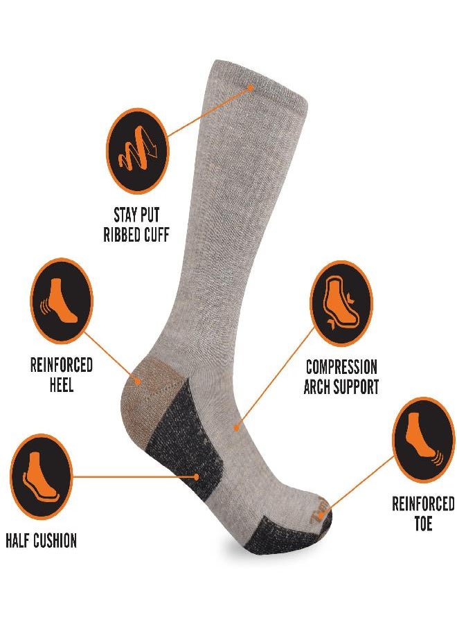 Men'S 4-Pack Comfort Crew Socks, Brown, Men'S 6-12