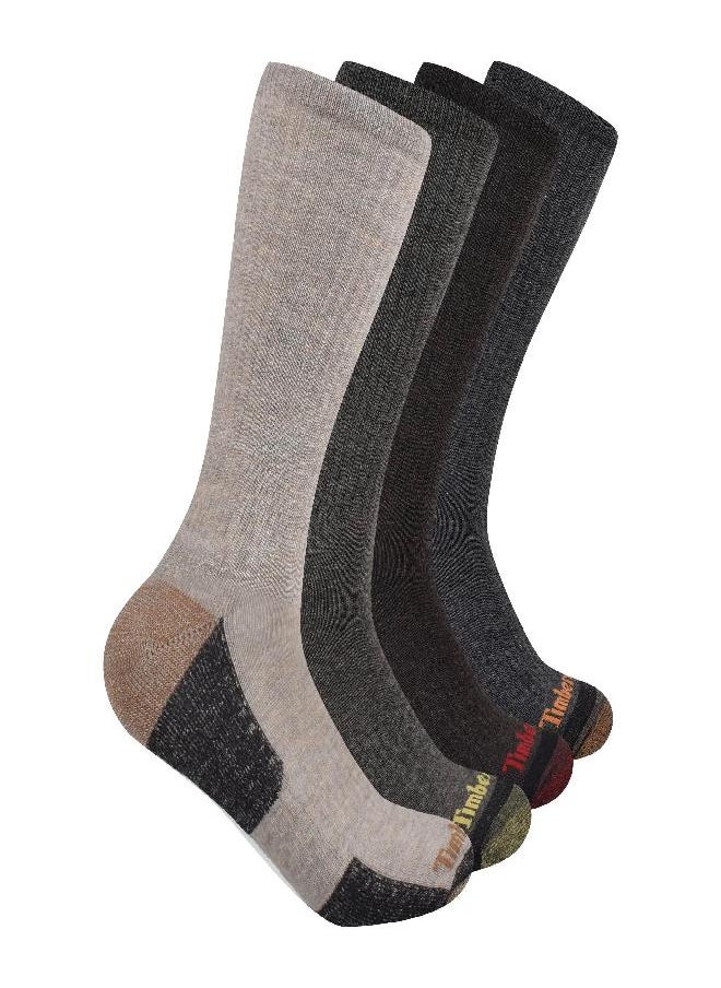 Men'S 4-Pack Comfort Crew Socks, Brown, Men'S 6-12