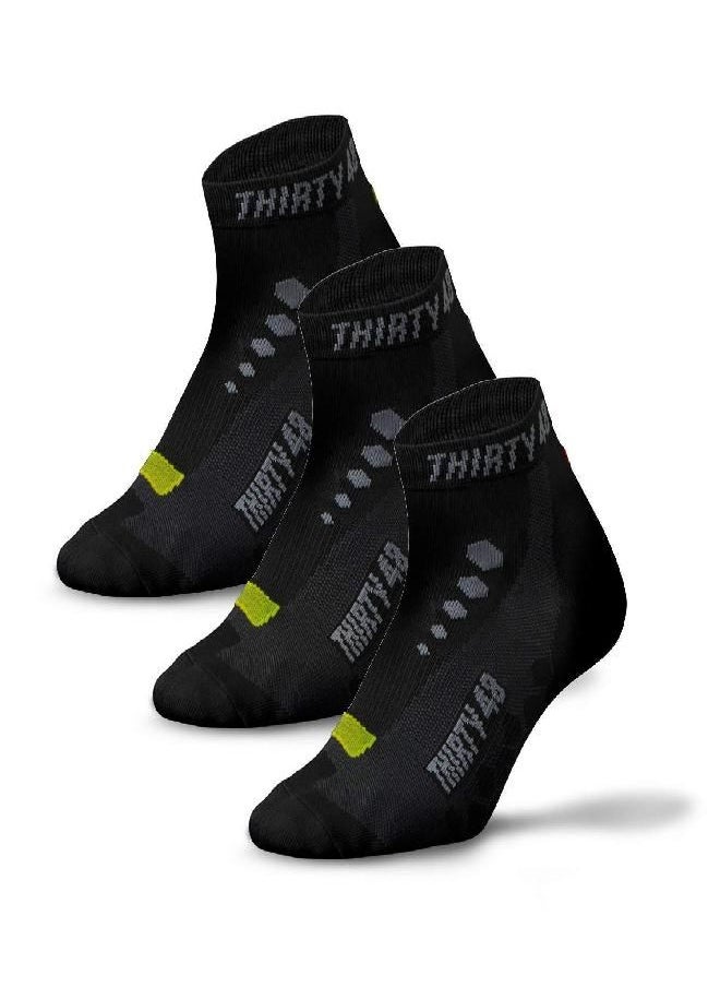 Low Cut Cycling Socks For Men And Women | Unisex Breathable Sport Socks (Extra Large - Men 10-14, [3 Pairs] Black/Green)