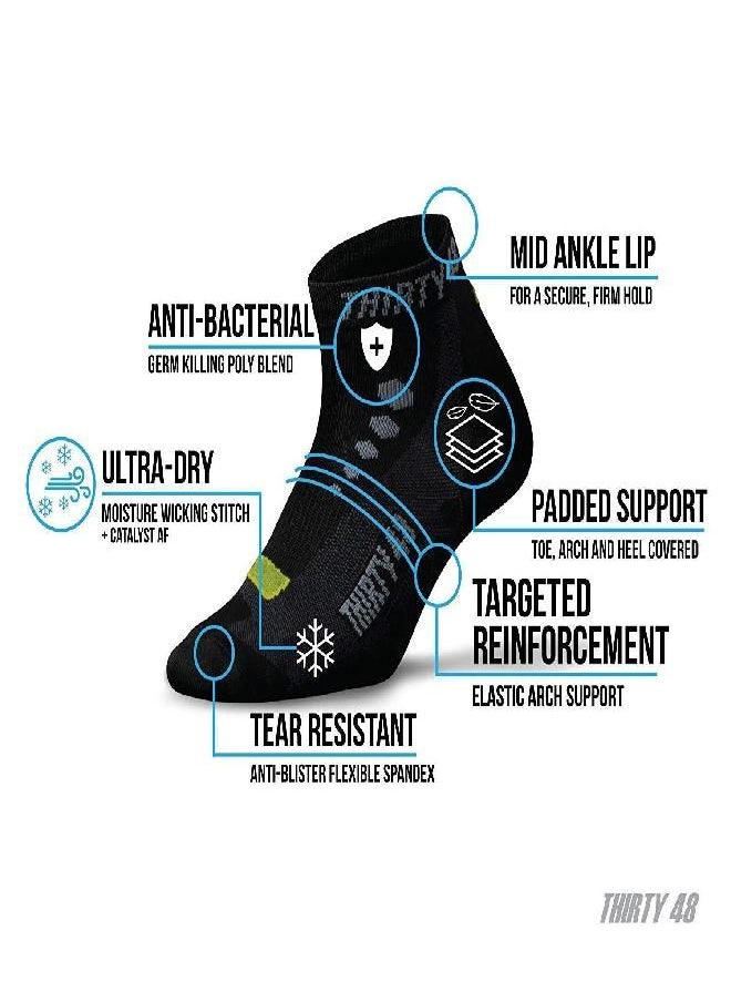 Low Cut Cycling Socks For Men And Women | Unisex Breathable Sport Socks (Extra Large - Men 10-14, [3 Pairs] Black/Green)